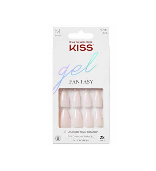 KISS Gel Fantasy Sculpted Sweater Weather Press-On Nails, High Arch Light Pink Medium Almond 28-Count Glue-On Kit