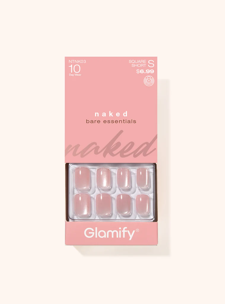 Absolute Glamify Naked Press-On Nails, Perfect Minimalist Nude Full Cover Manicure Kit