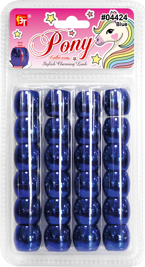 Beauty Town Metallic Jumbo Pony Beads - Chrome High-Shine Hair Beads for Braids