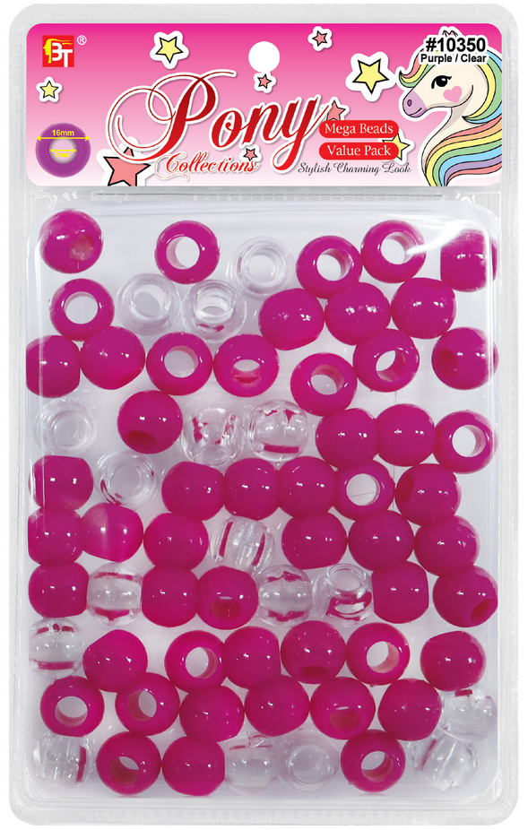 Beauty Town Mega 9mm Jumbo Pony Beads - Large Hole Hair Beads for Thick Braids