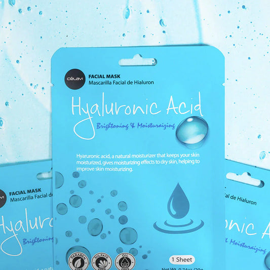 Celavi Hyaluronic Acid Facial Sheet Mask Single MK022, Intense Moisture Plumping & Hydrating Mask