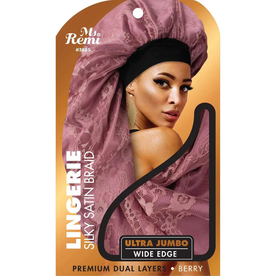 Ms. Remi #3685 Lingerie Wide Edge Silky Satin Braid Bonnet Ultra Jumbo