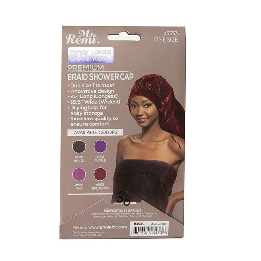 Annie #3533 Ms. Remi Braid Shower Cap Burgundy