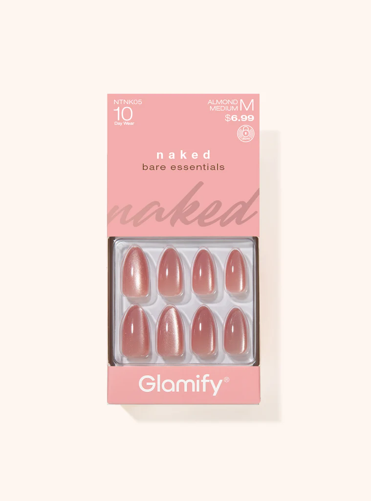 Absolute Glamify Naked Press-On Nails, Perfect Minimalist Nude Full Cover Manicure Kit