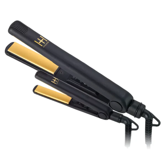 H&H Value Combo Gold Ceramic Flat Iron On/Off Black 5873