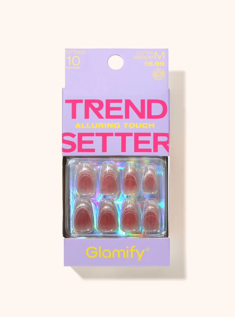 Absolute Glamify Trendsetter Press-On Nails, Fashion Graphic Design Full Cover Manicure Kit