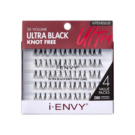 Kiss i-Envy Premium Knot-Free Luxe Black Individual Lashes - 4 Value Packs