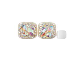 GoldFinger Handmade Press-On Toenails, Premium Artisan Crafted Full Cover Pedicure Kit - GFHT03