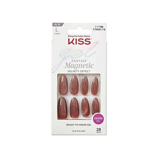 KISS Gel Fantasy Magnetic Press-On Nails, Velvety Effect Multi-Dimensional 28-Count Glue-On Kit