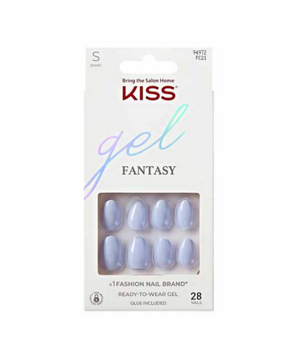 KISS Gel Fantasy Ready-To-Wear Press-On Nails, High-Gloss Salon Shine Finish 28-Count Glue-On Kit