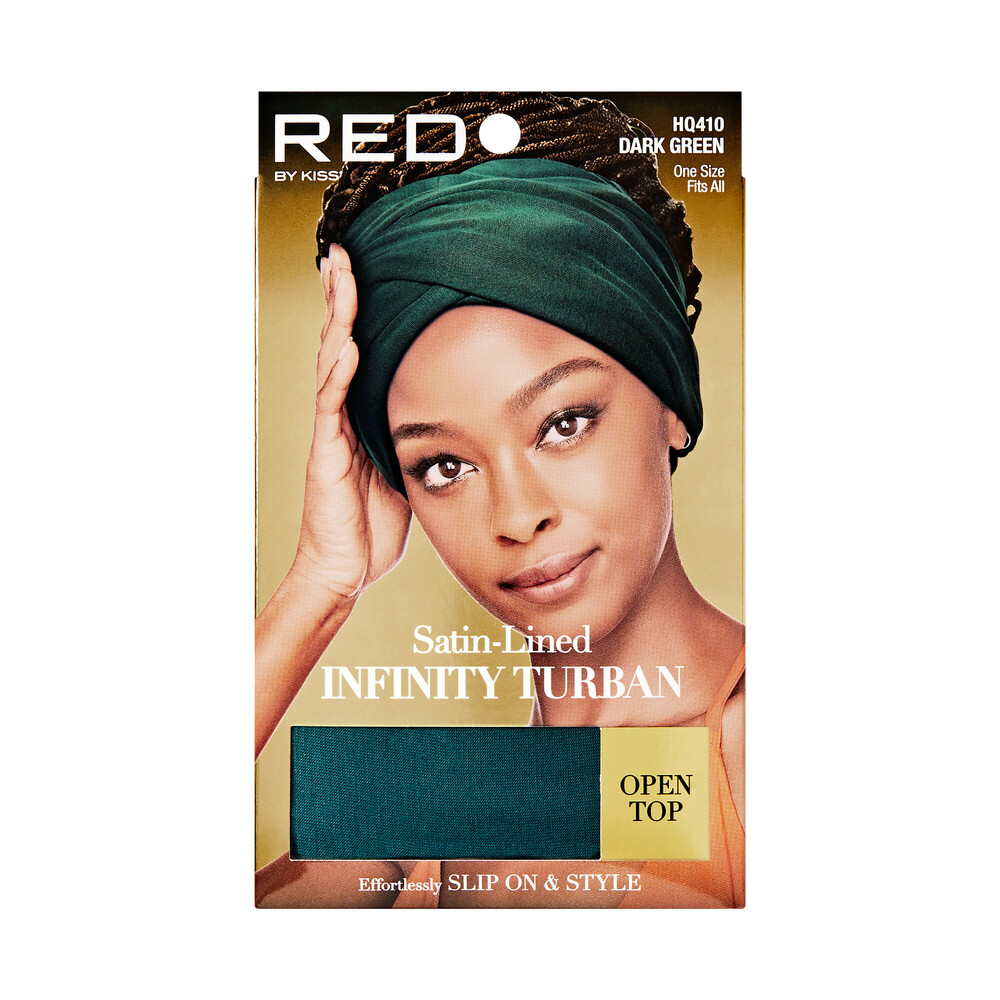 Red Satin Lined Infinity Turban Open Top
