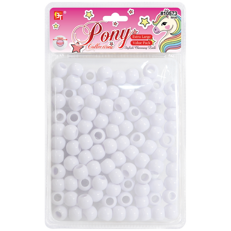 Beauty Town Extra Large Round Pony Beads for Braids & Hair Styling