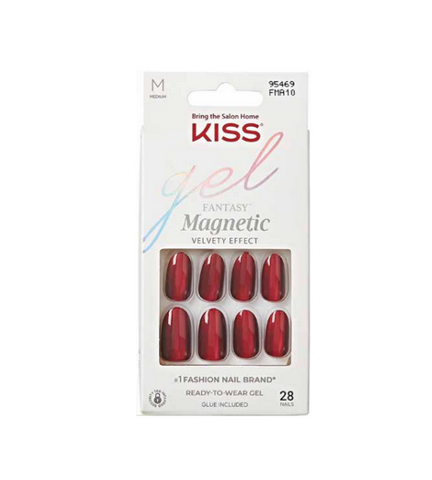 KISS Gel Fantasy Magnetic Press-On Nails, Velvety Effect Multi-Dimensional 28-Count Glue-On Kit