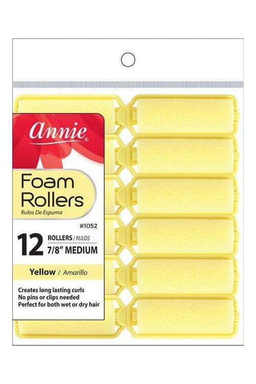 Annie #1052 Foam Roller Yellow 7/8" Medium 12 ct