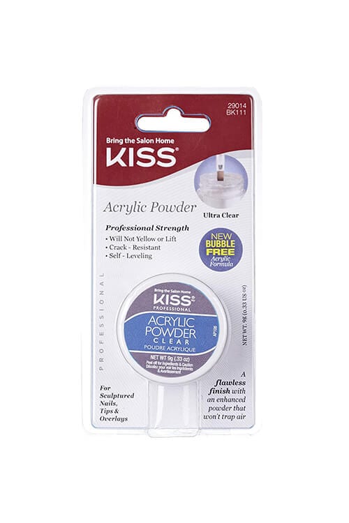 KISS Professional Acrylic Powder Clear, Salon Quality Polymer Base for False Nail Extensions 0.33 oz - BK111