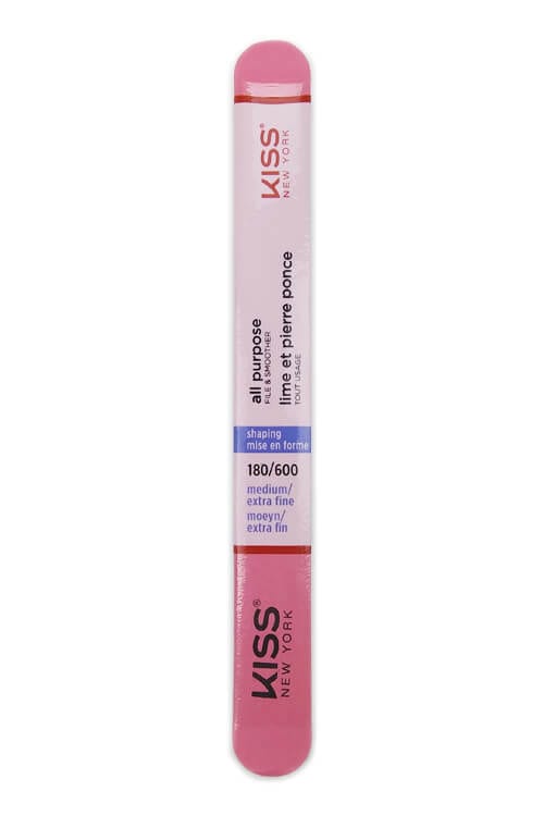 KISS New York All Purpose Nail File, 180/600 Medium/Extra Fine Grit Balancing Emery Board - F100N100