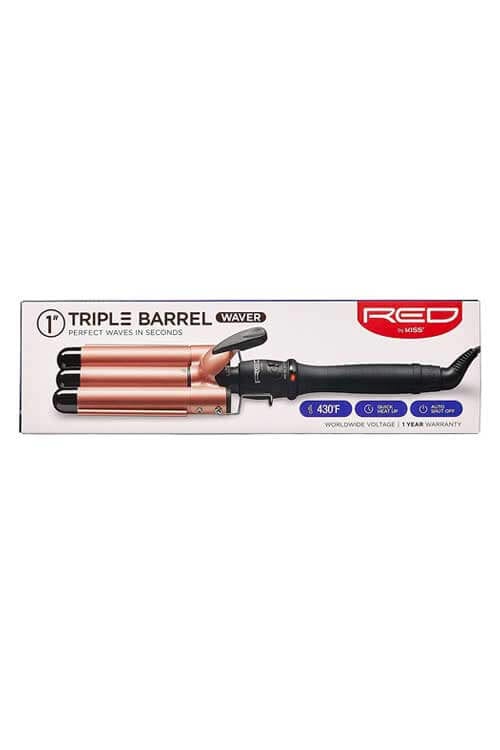 Red by Kiss Ceramic Tourmaline Triple Barrell Waver Packaging Front