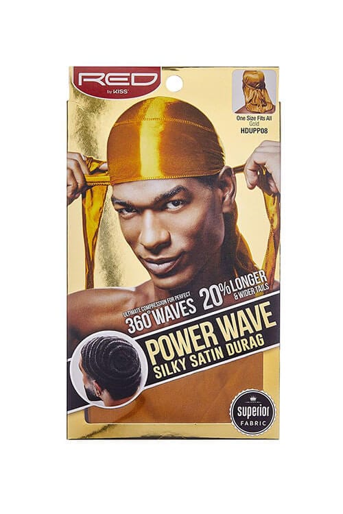 Red by Kiss Power Wave Silky Satin Durag Gold HDUPP08