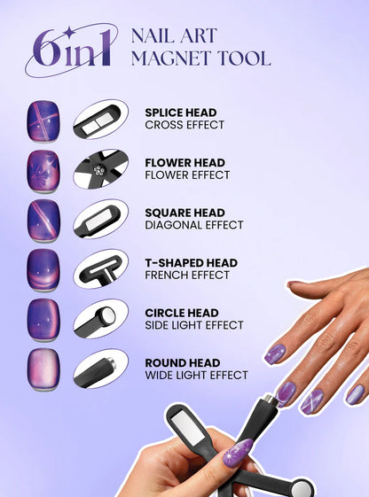 Absolute 6 in 1 Nail Art Magnet Tool Pink MTNM01