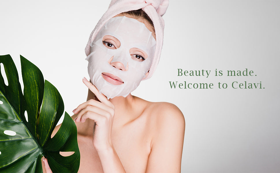 Celavi Beauty and Cosmetics Collagen Hydration Facial Face Sheets Masks, 0.74 oz 12 Count