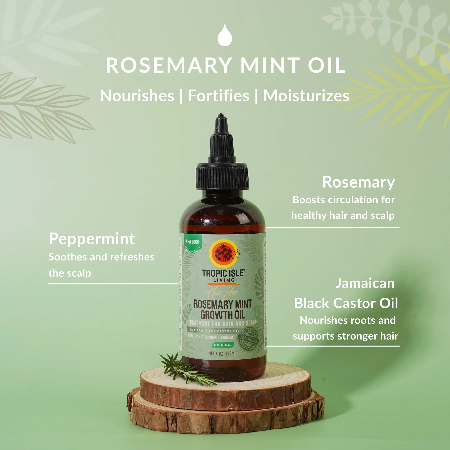 Tropic Isle Living Rosemary Mint Growth Oil 4oz HGR12B