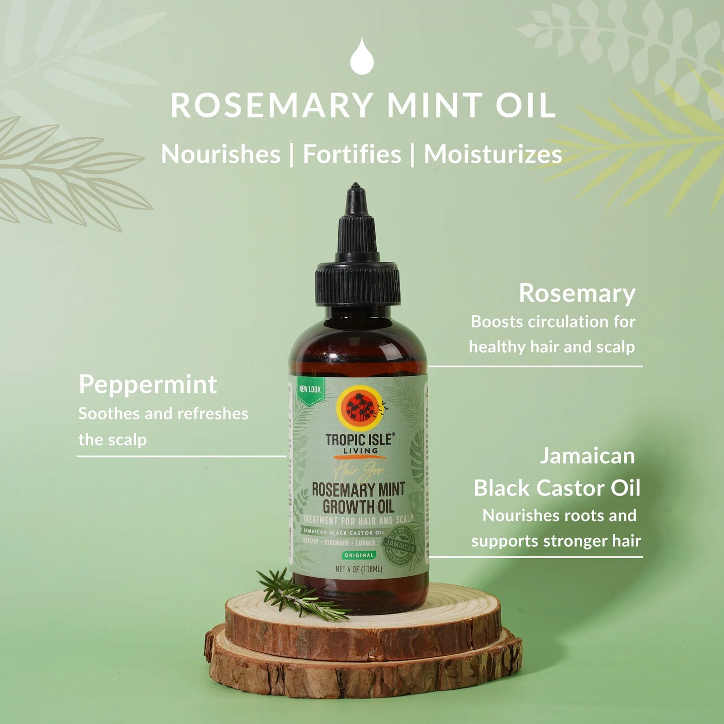 Tropic Isle Living Rosemary Mint Growth Oil 4oz HGR12B
