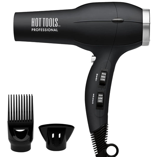 Hot Tools 1875W Turbo Ionic Salon Hair Dryer with Concentrator, Black #1023