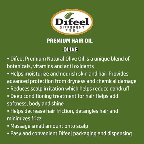 Difeel Premium Natural Olive Oil Hair Oil 2.5 oz