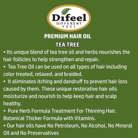 Difeel Premium Natural Tea Tree Hair Oil 2 oz