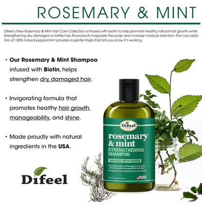 Difeel Rosemary & Mint Strengthening Shampoo 12 oz