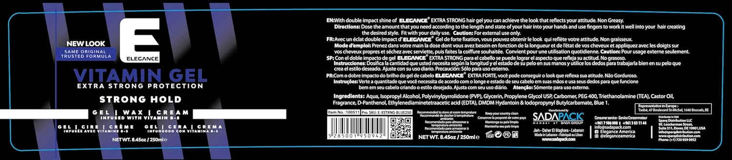 E Elegance Hair Gel Vitamin E 8.5 oz