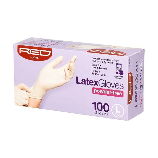 Red Powder-Free Latex Gloves Large 100CT GLPF07