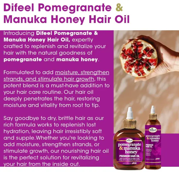 Difeel Pomegranate Manuka Honey Hair Oil 2.5 oz/75ml