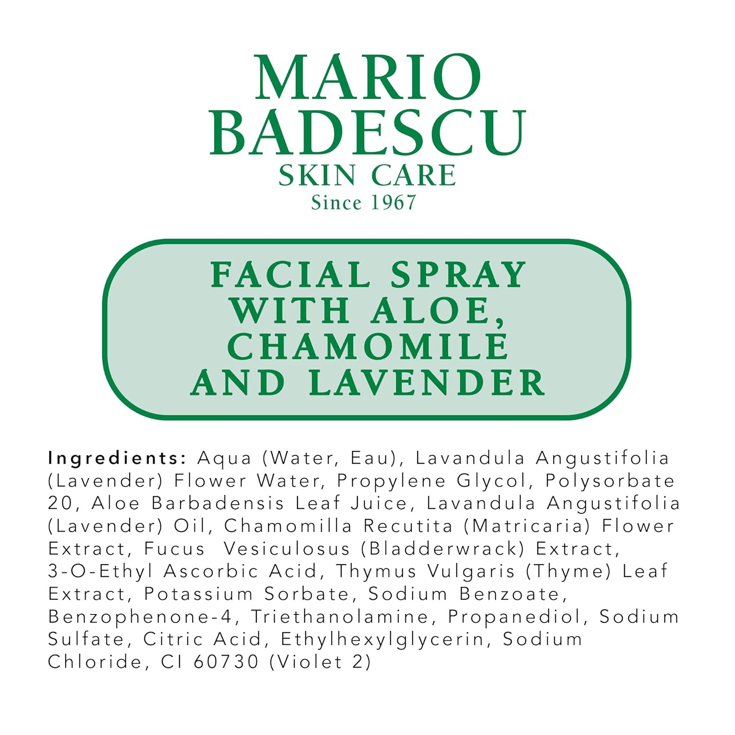 Facial Spray With Aloe, Chamomile and Lavender 6 oz Purple