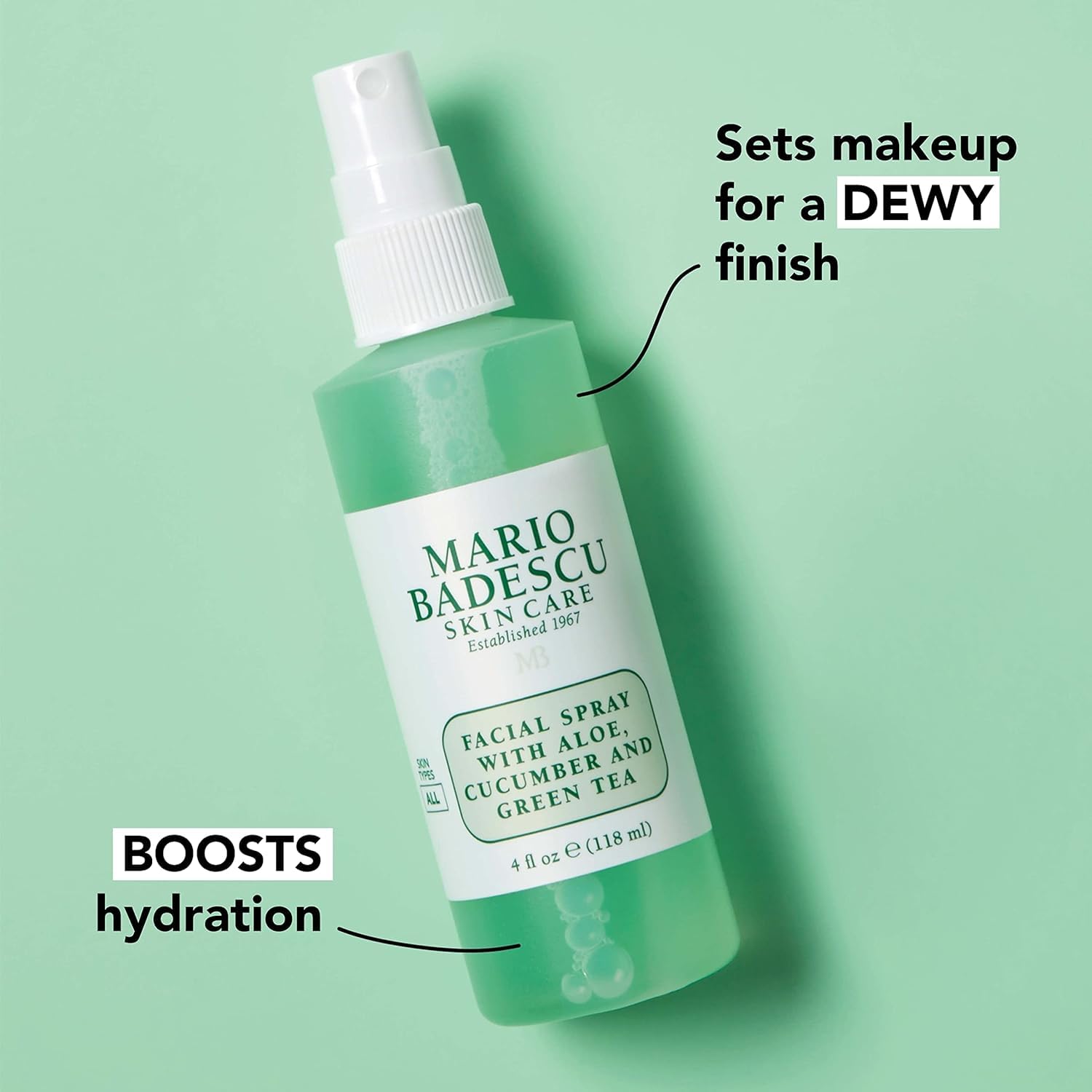 Facial Spray With Aloe, Cucumber and Green Tea 6 oz Green