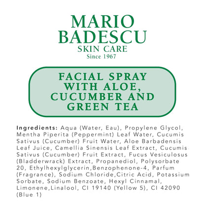 Facial Spray With Aloe, Cucumber and Green Tea 6 oz Green
