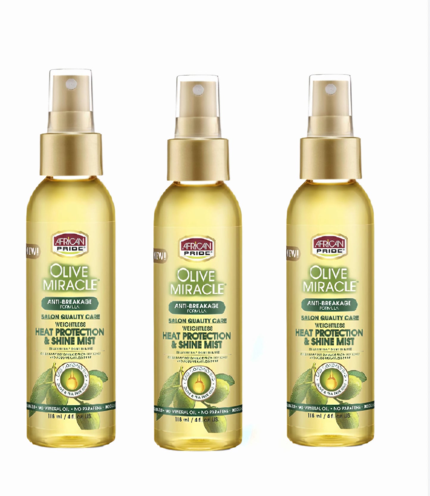 African Pride Olive Miracle Heat Protection & Shine Mist 4oz (3 PACK)