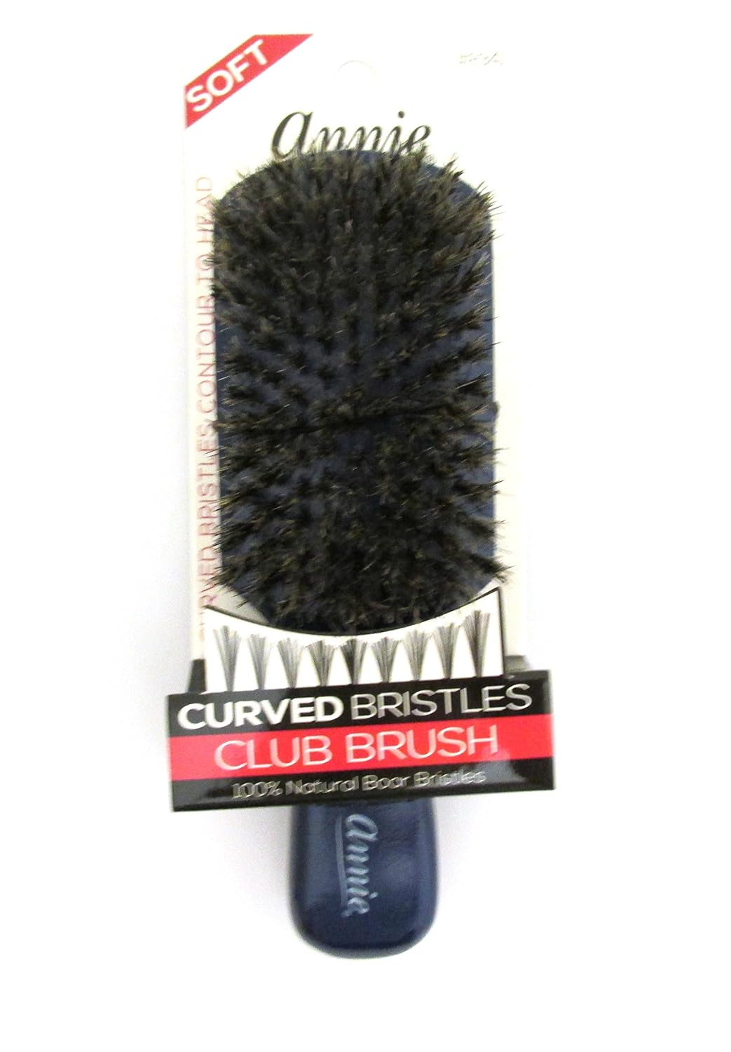 Annie #2340 Soft Wave Curved Bristle Brush 100% Pure Boar Bristles
