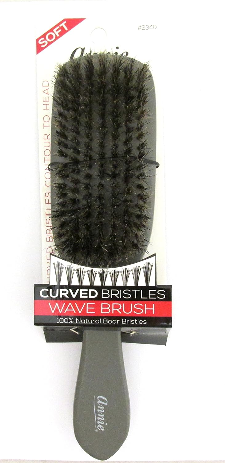 Annie #2340 Soft Wave Curved Bristle Brush 100% Pure Boar Bristles