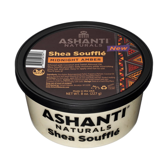 Ashanti Naturals Whipped Shea Butter Souffle, Midnight Amber Deep Moisturizer for Hair & Body, 8oz