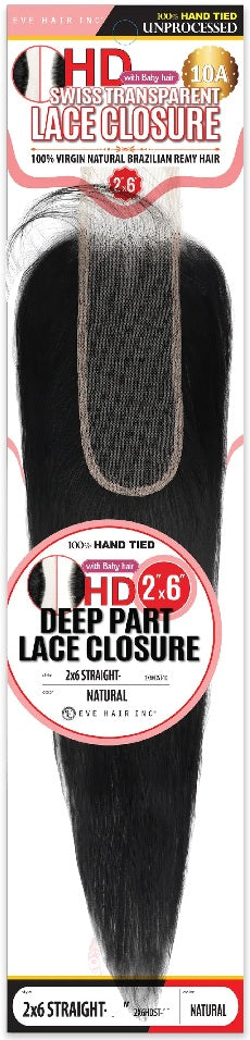 Eve Hair 2X6 HD Lace Closure Straight 10" HDST