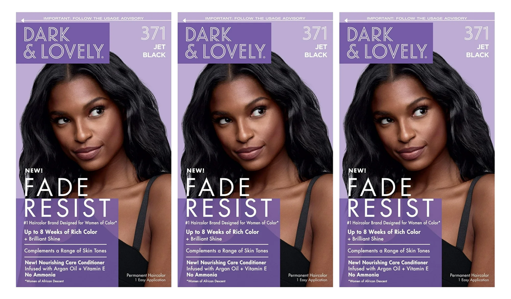 3 PACK DARK N LOVELY HAIR COLOR 371 JET BLACK