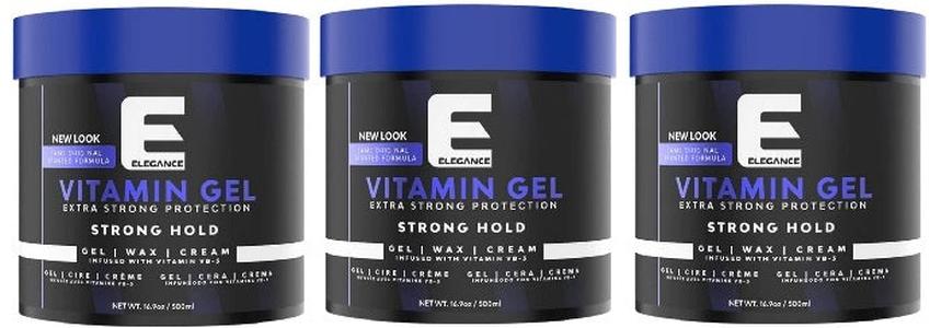 3 Pack Elegance Hair Gel Vitamin E 16.9 oz