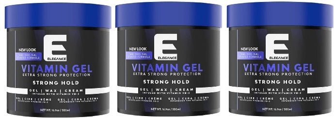 3 PACK ELEGANCE HAIR GEL VITAMIN E 16.9OZ