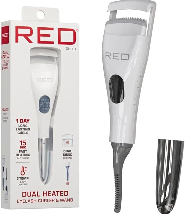 Red DHL01 Dual Heated Eyelash Curler White