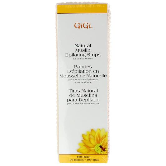 GiGi Natural Muslin Epilating Strips for Hair Waxing/Hair Removal, 100 Large Strips