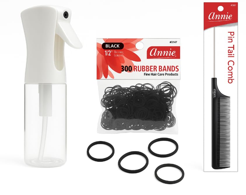 Sosun Beauty Continuous Spray Bottle with a Free Pin Tail Comb and Rubber Bands