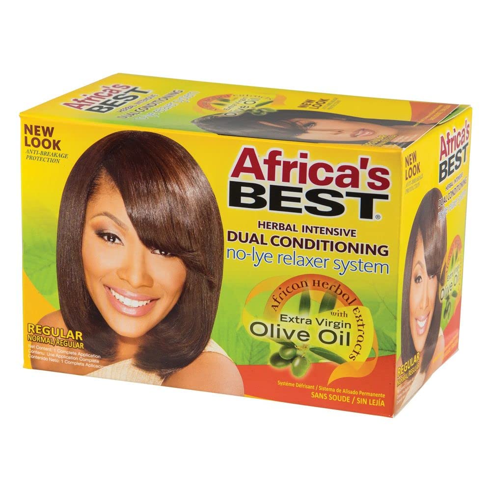 Africa's Best No-Lye Relaxer Kit, Dual Conditioning, Herbal Intensive, Superior Straightening