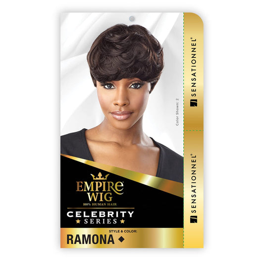 Sensationnel Empire Celebrity Series Ramona – 100% Human Hair Short 9 inch Pixie Layered Wig with Curl