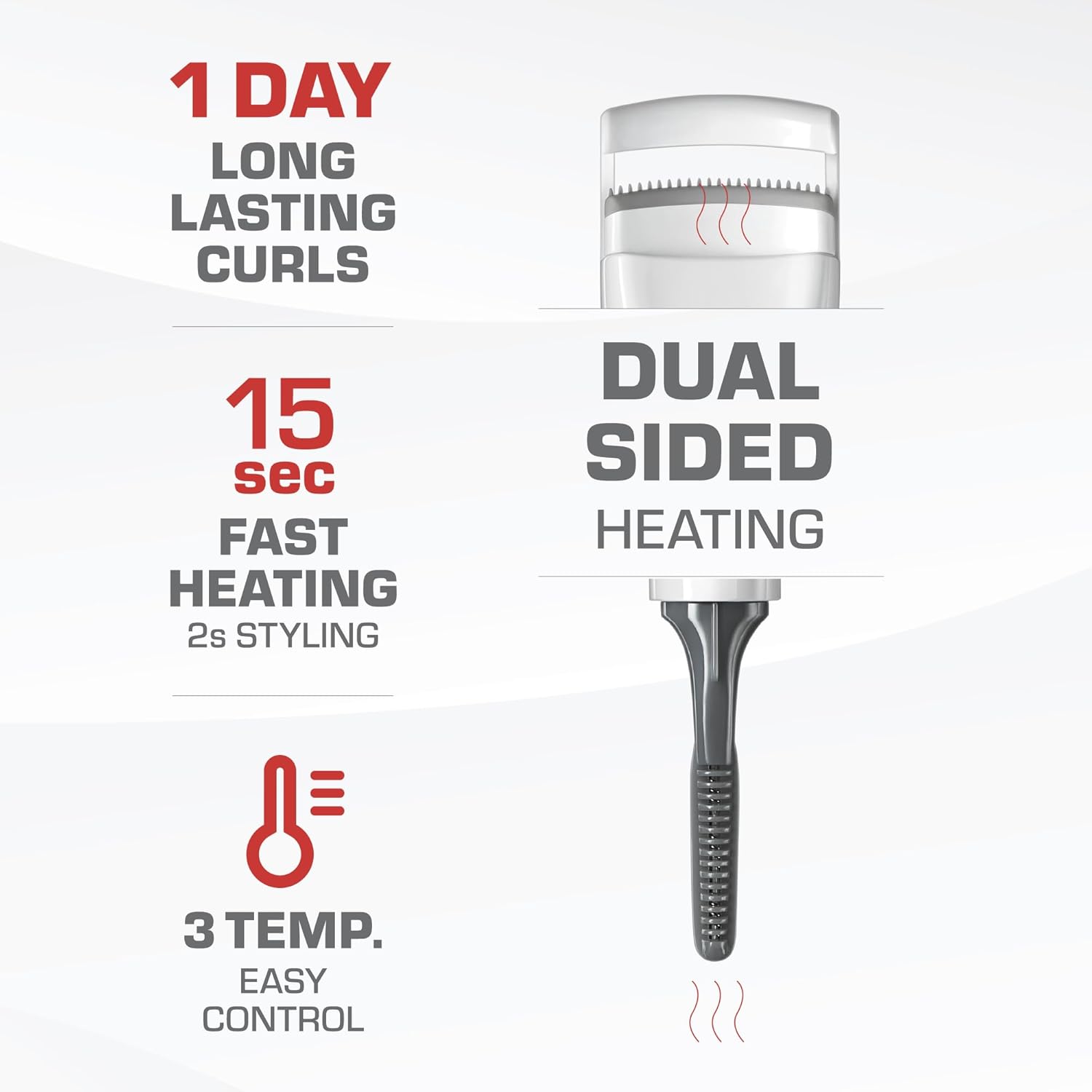 Red DHL01 Dual Heated Eyelash Curler White